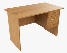 Student Desk With Drawers 3D 모델 