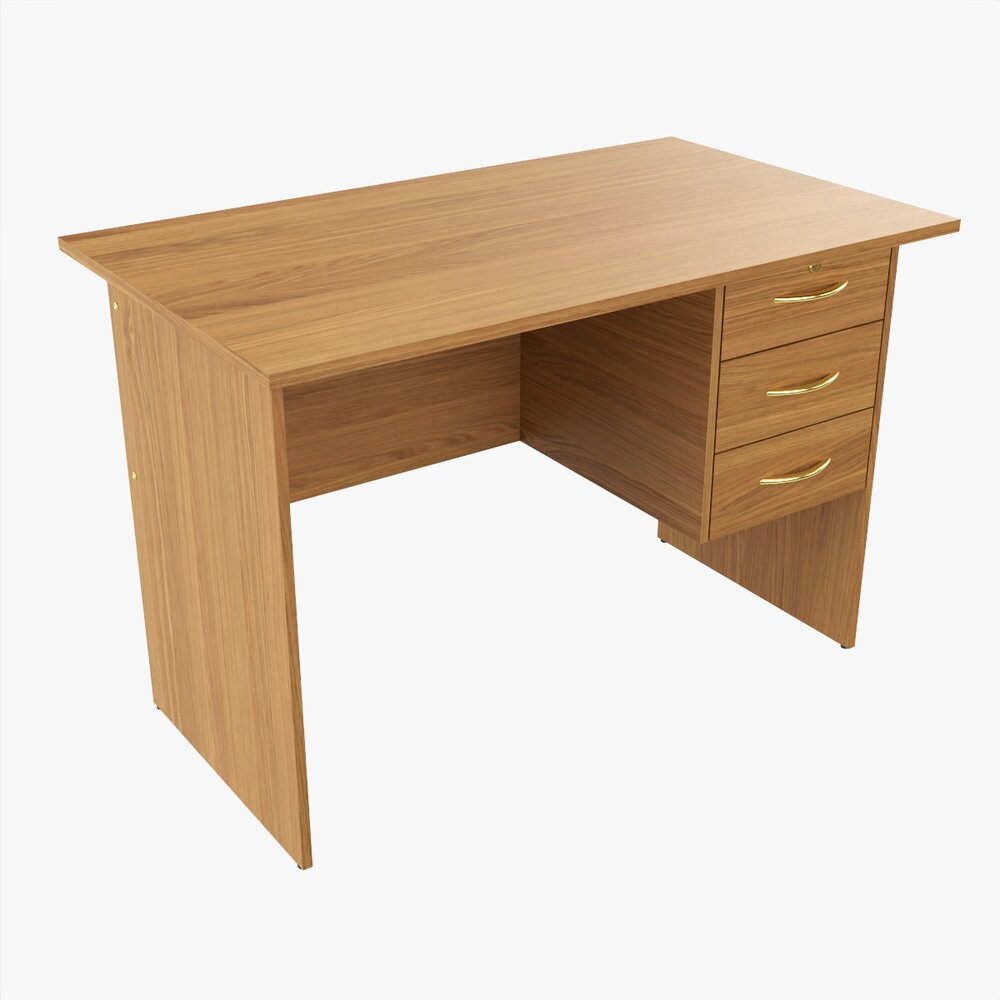 Student Desk With Drawers 3D model
