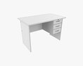 Student Desk With Drawers Modello 3D
