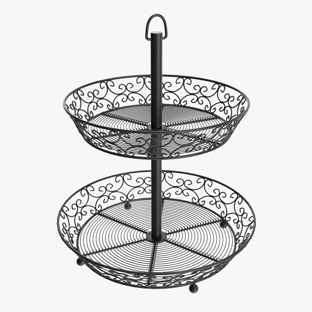 Two Tier Display Basket With Legs 3D model