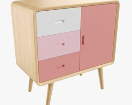 Wooden Cabinet With Drawers 01 3D model