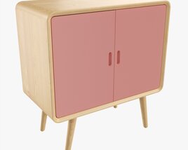 3D model of Wooden Cabinet With Drawers 02