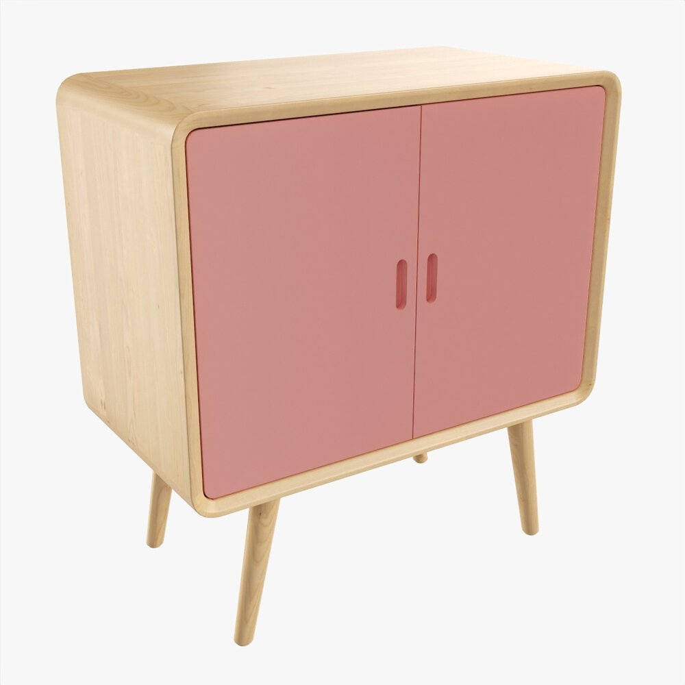Wooden Cabinet With Drawers 02 Modello 3D