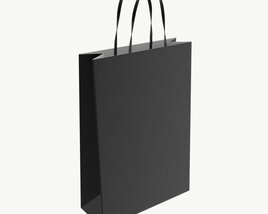 Black Paper Bag With Handles 01 3D model