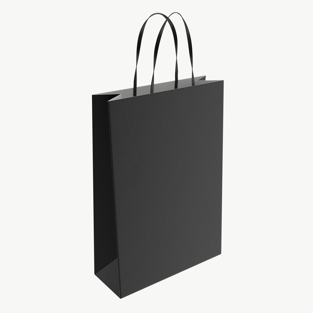 Black Paper Bag With Handles 01 3D модель