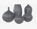 Ceramic Dark Vase Set With Plants Modello 3D
