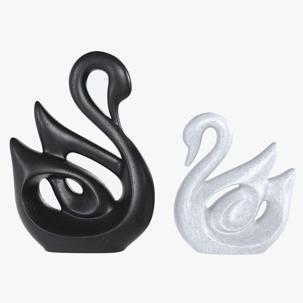 Ceramic Swan Figurines 3Dモデル
