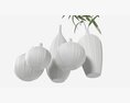 Ceramic White Vase Set With Plants 3D модель