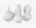 Ceramic White Vase Set With Plants 3D модель