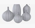 Ceramic White Vase Set With Plants Modello 3D