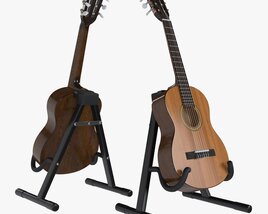 Classic Acoustic Guitar With Stand 3D model