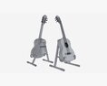 Classic Acoustic Guitar With Stand 3d model