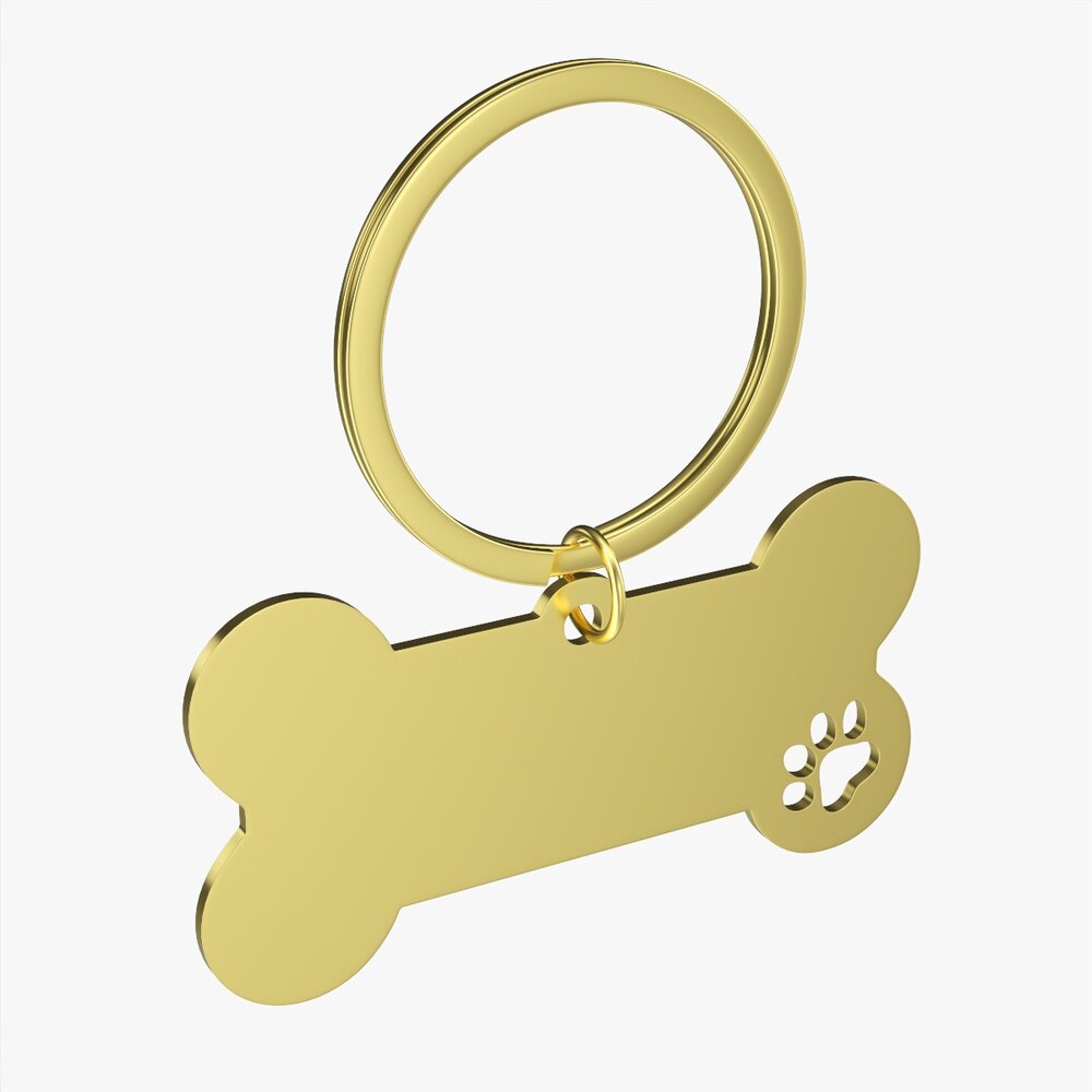 Collar Pet ID Tag Steel Brass 3D-Modell