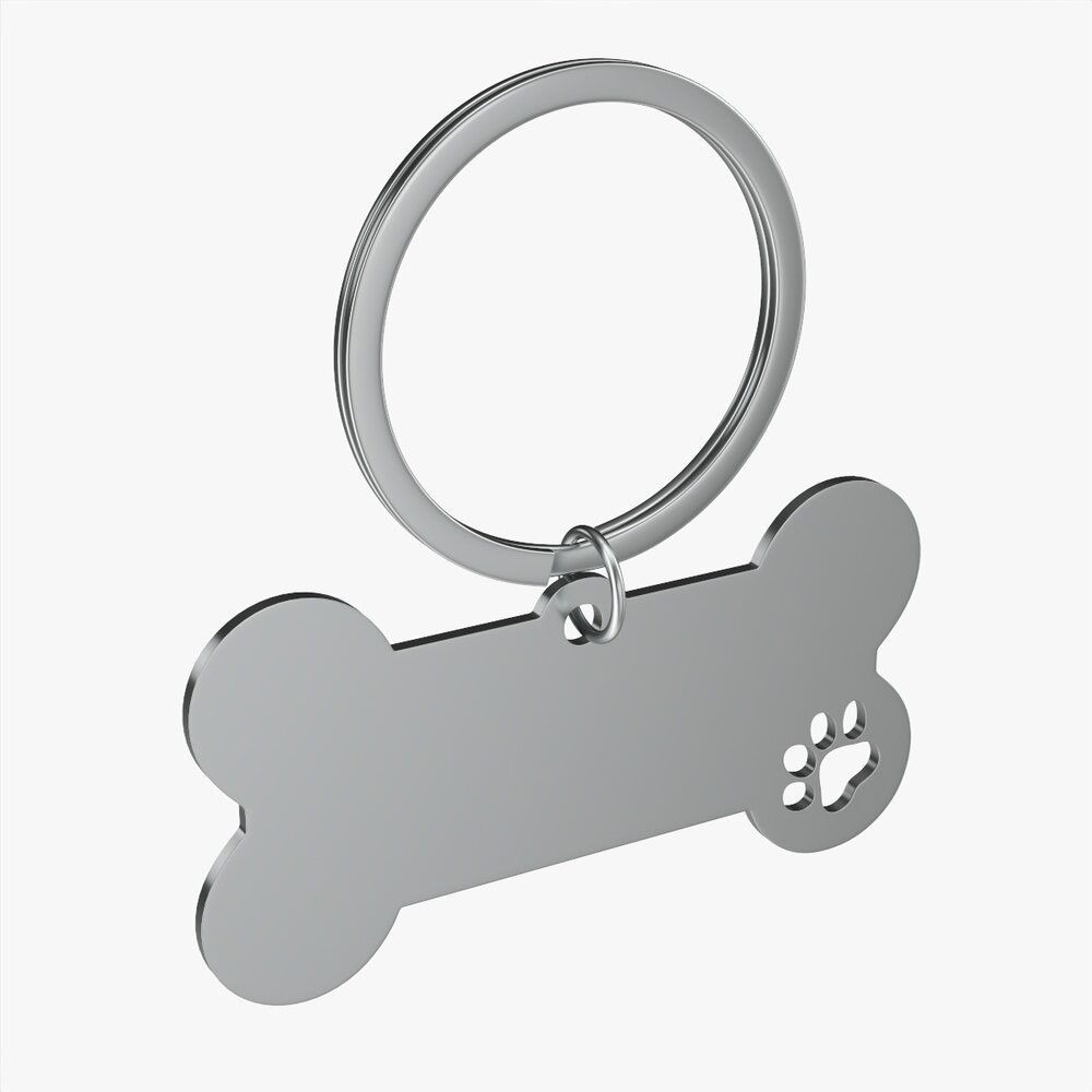 Collar Pet ID Tag Steel White 3D-Modell