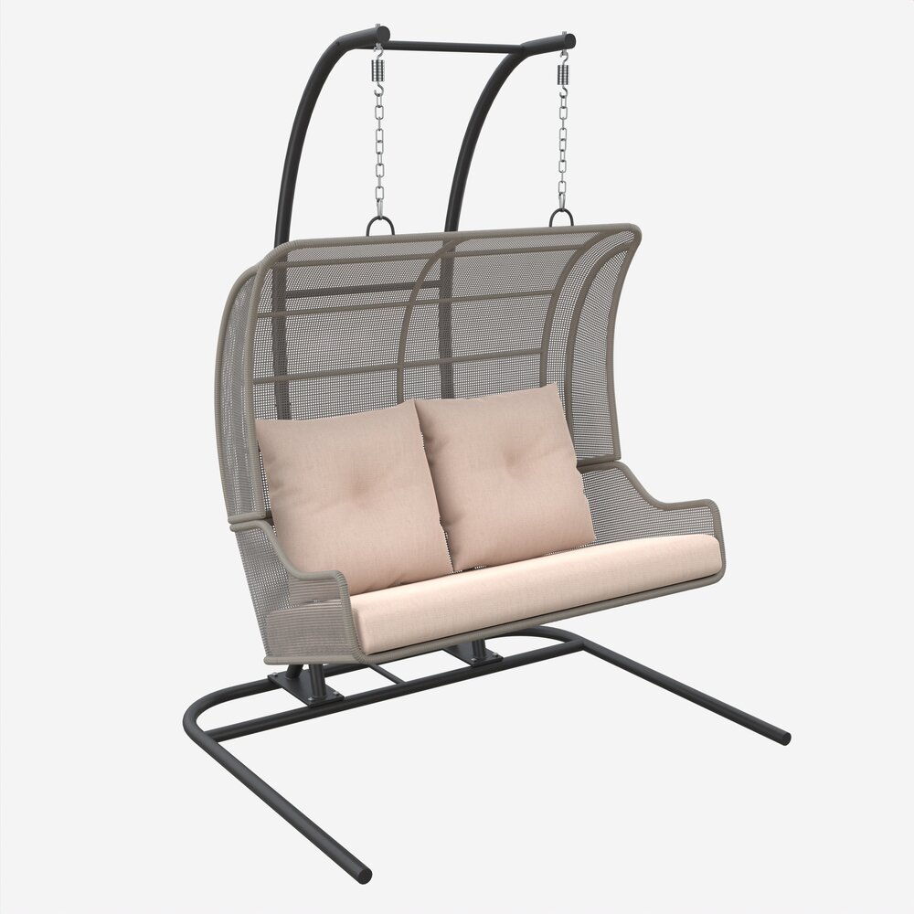 Double Steel Garden Hanging Chair Modello 3D