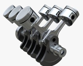 Engine Crankshaft And Pistons Modello 3D