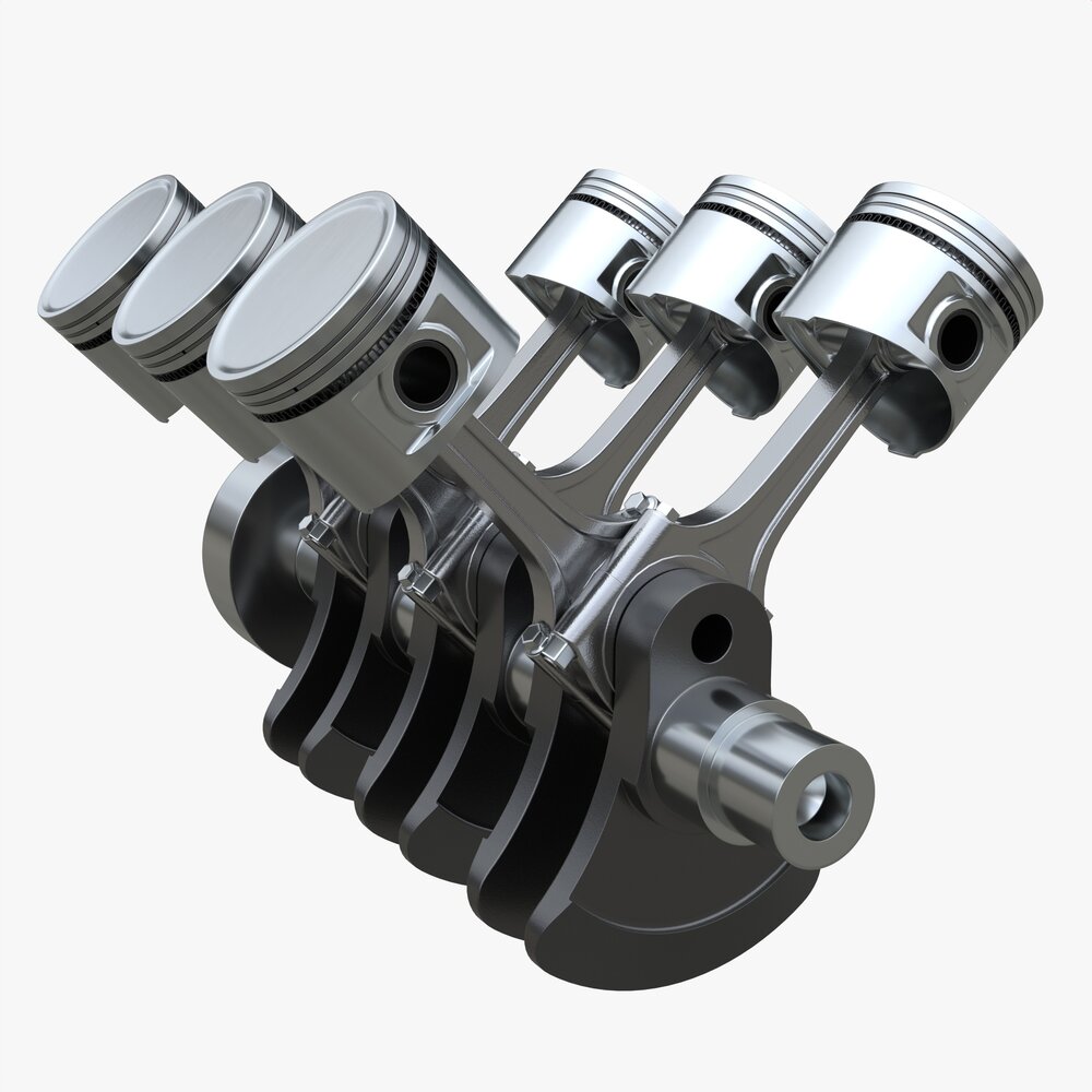 Engine Crankshaft And Pistons Modello 3D