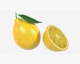 Fresh Lemon With Slice And Leaf 02 Modèle 3d