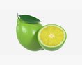 Fresh Lemon With Slice And Leaf Green 3D-Modell
