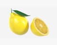 Fresh Lemon With Slice And Leaf Yellow Modelo 3d