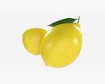 Fresh Lemon With Slice And Leaf Yellow 3D 모델 