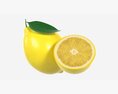 Fresh Lemon With Slice And Leaf Yellow 3D-Modell