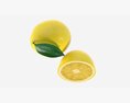 Fresh Lemon With Slice And Leaf Yellow 3d model