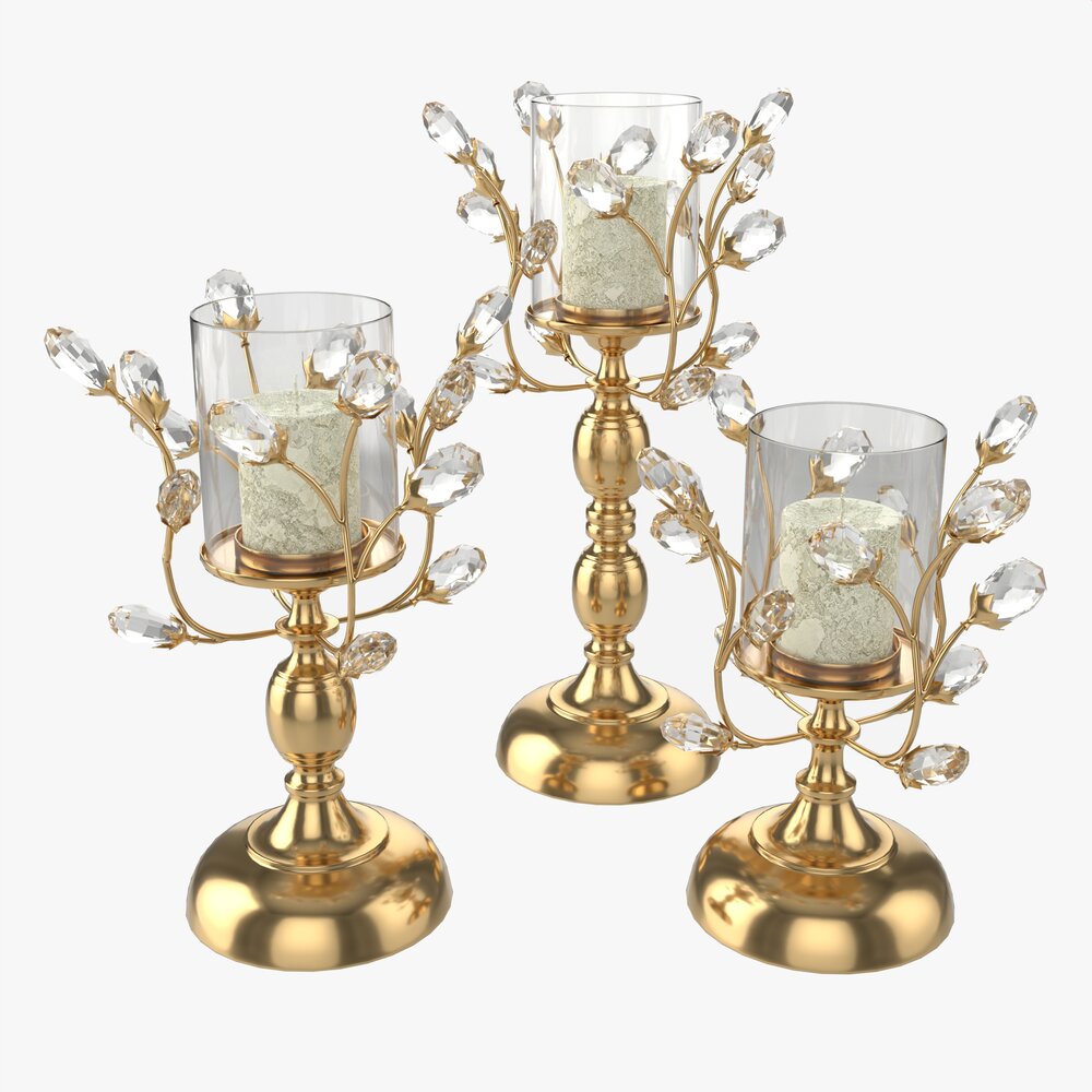 Golden Candle Holders Modèle 3D