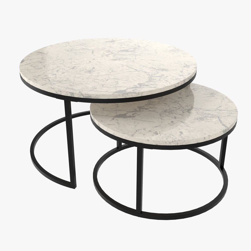Marble Texture Coffee Table 2 In 1 3D 모델 