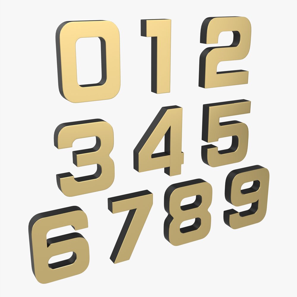 Numbers Gold Metal Plastic 3Dモデル