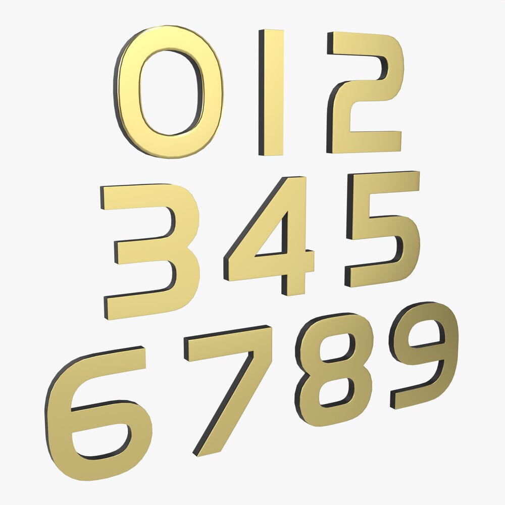 Numbers Modern Gold Metal Plastic Modello 3D