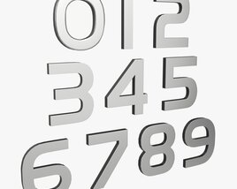Numbers Modern Silver Metal Plastic 3D-Modell