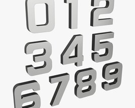 Numbers Silver Metal Plastic 3D-Modell