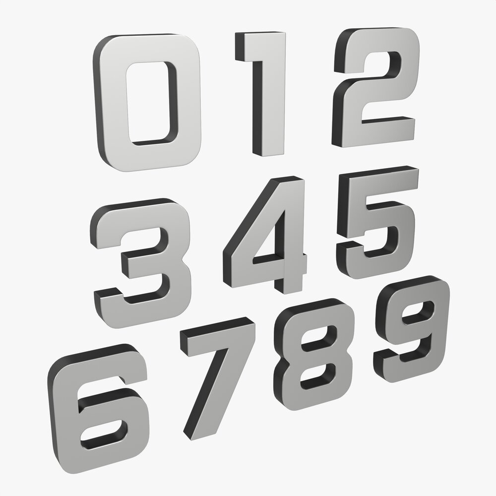 Numbers Silver Metal Plastic Modello 3D