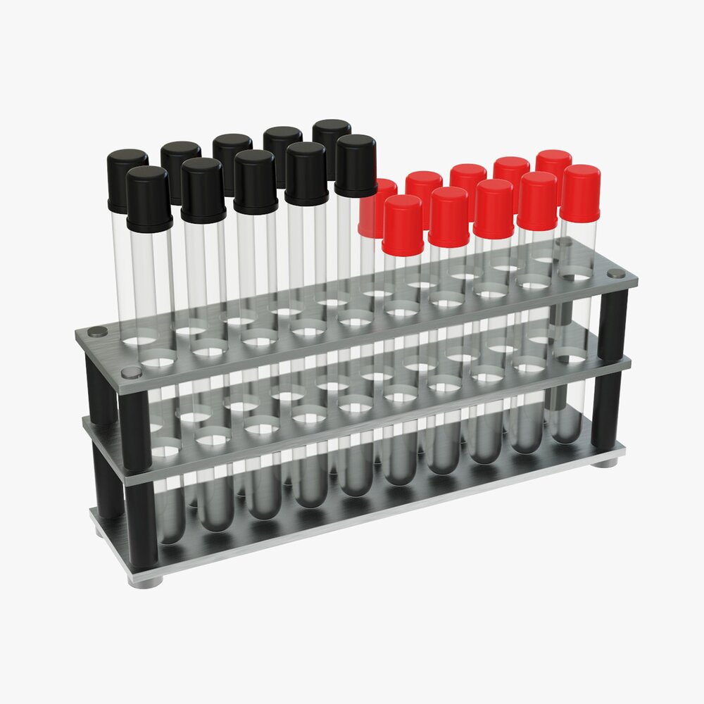 Medicine Test Tubes With Stand 3D-Modell