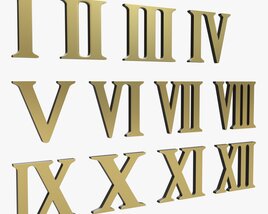 Roman Numbers Gold Metal Plastic Modello 3D