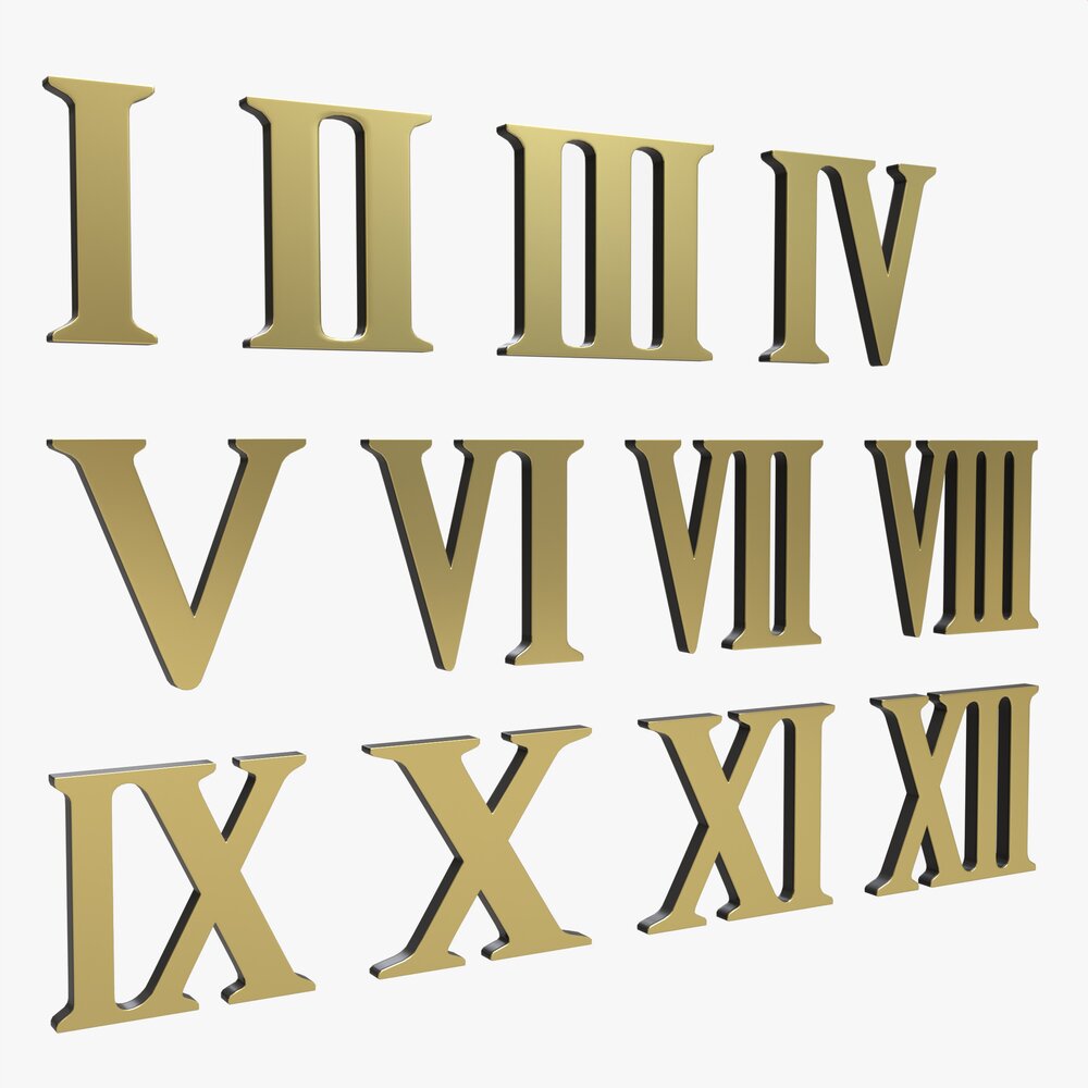 Roman Numbers Gold Metal Plastic 3D模型