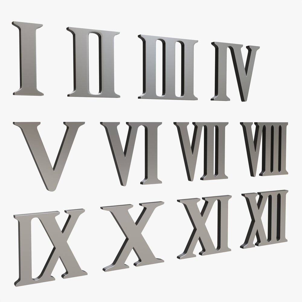Roman Numbers Silver Metal Plastic 3Dモデル