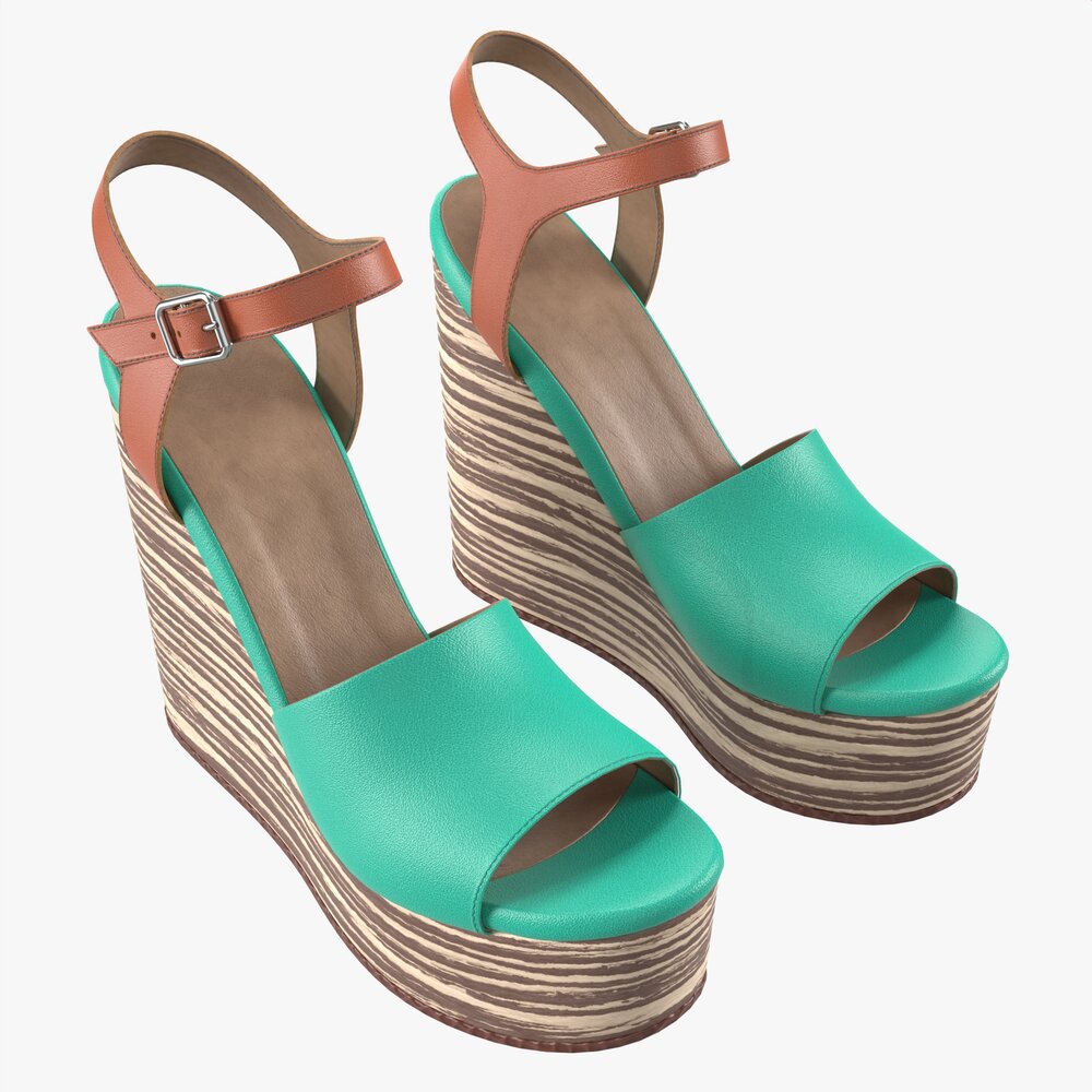 Turquoise Women Shoes Modello 3D