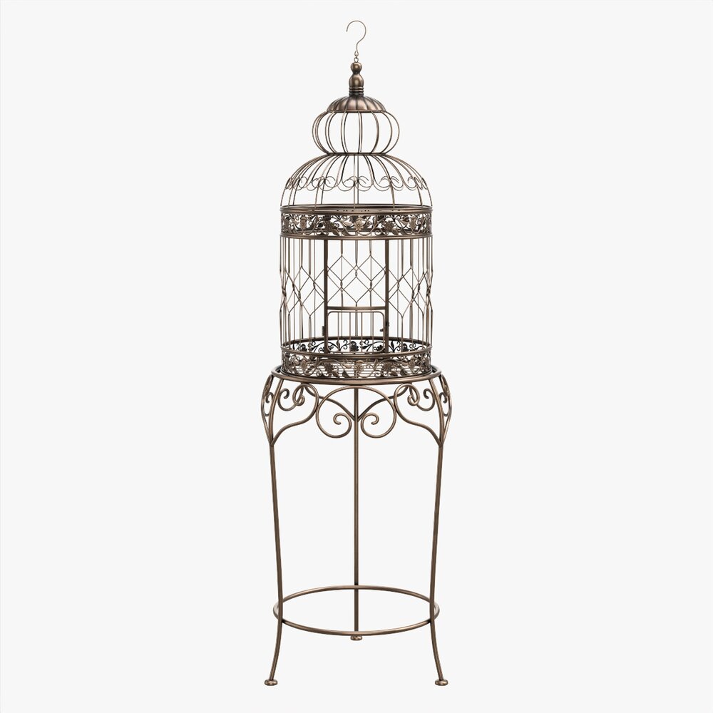 Victorian Style Bird Cage With Stand Modello 3D