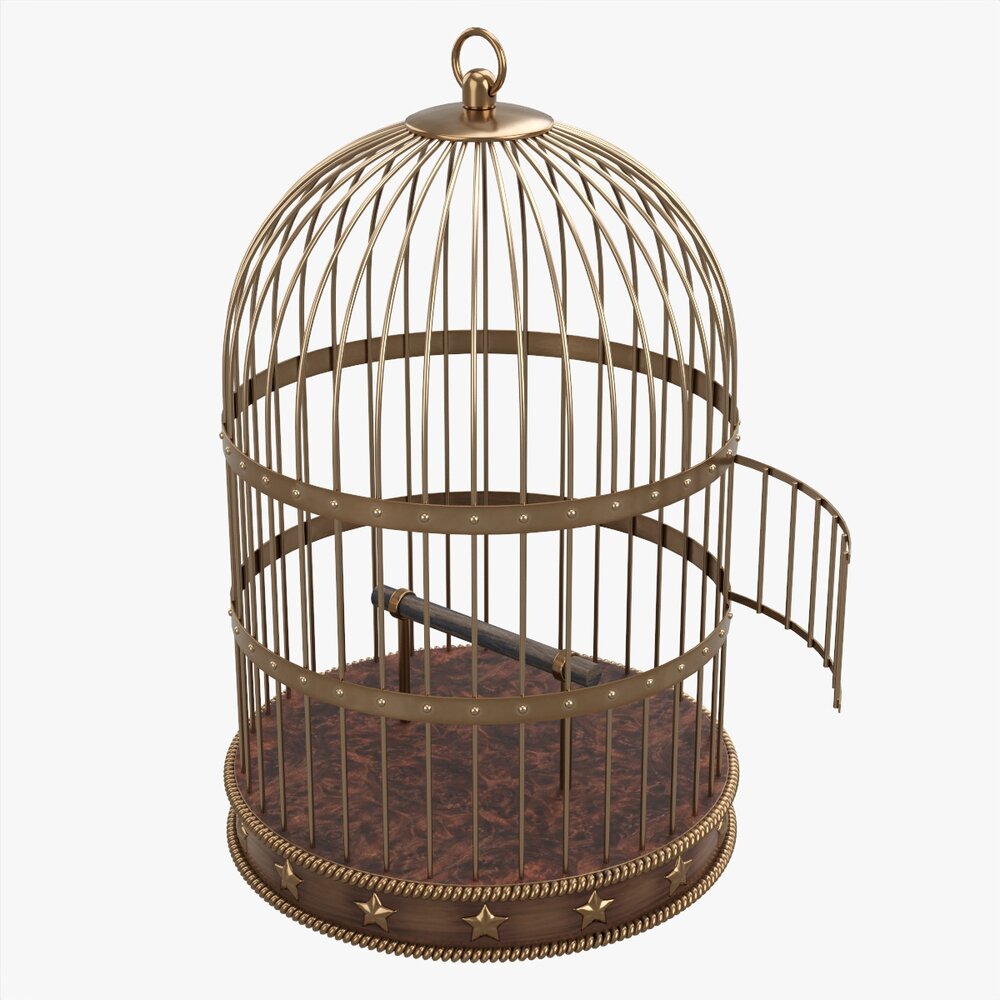 Vintage Metal Bird Cage 3D модель