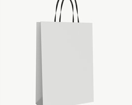 White Paper Bag With Handles 01 Modèle 3D