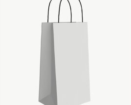 White Paper Bag With Handles 02 Modèle 3D