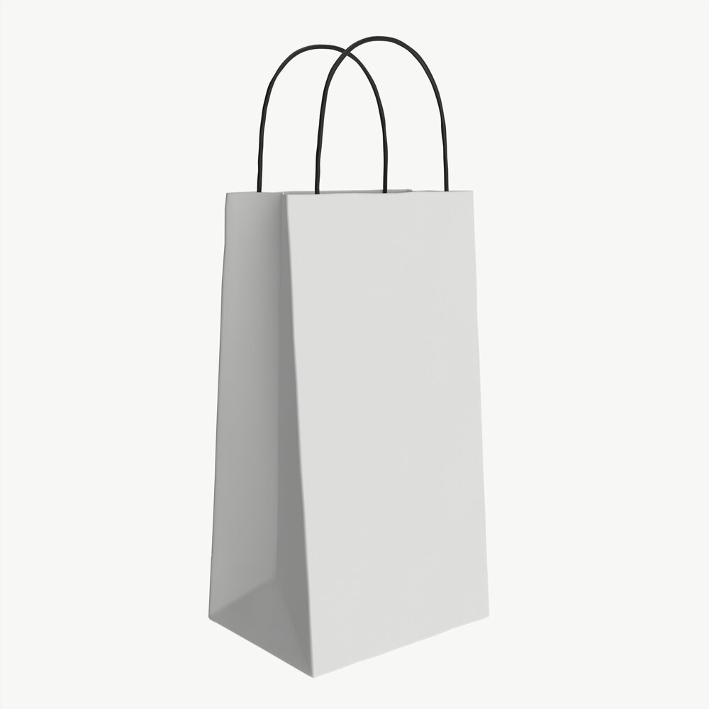 White Paper Bag With Handles 02 3D 모델 