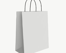 White Paper Bag With Handles 03 3D model
