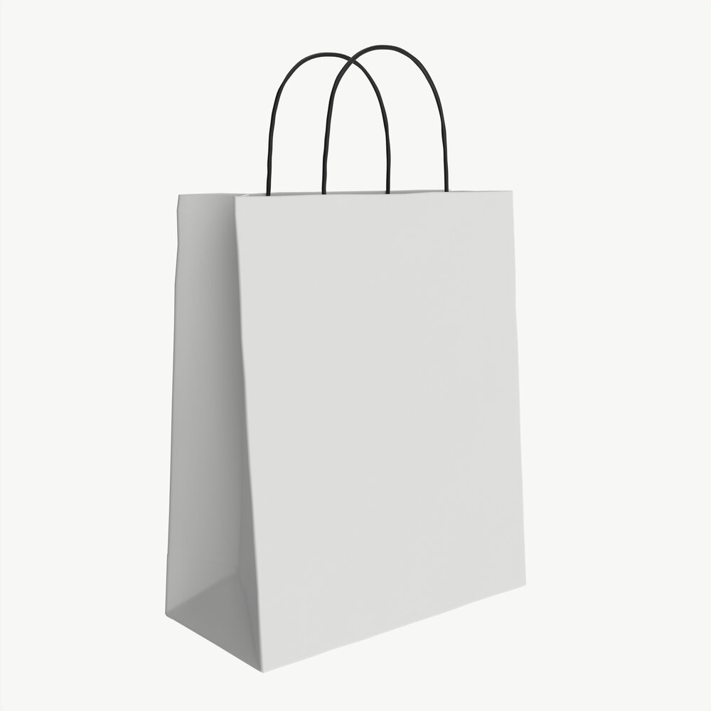 White Paper Bag With Handles 03 3Dモデル