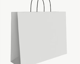 White Paper Bag With Handles 04 Modèle 3D