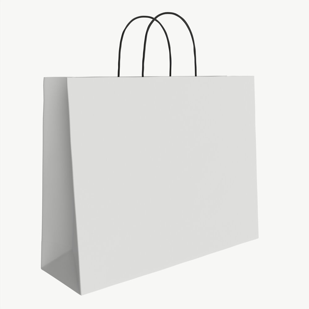 White Paper Bag With Handles 04 3d model
