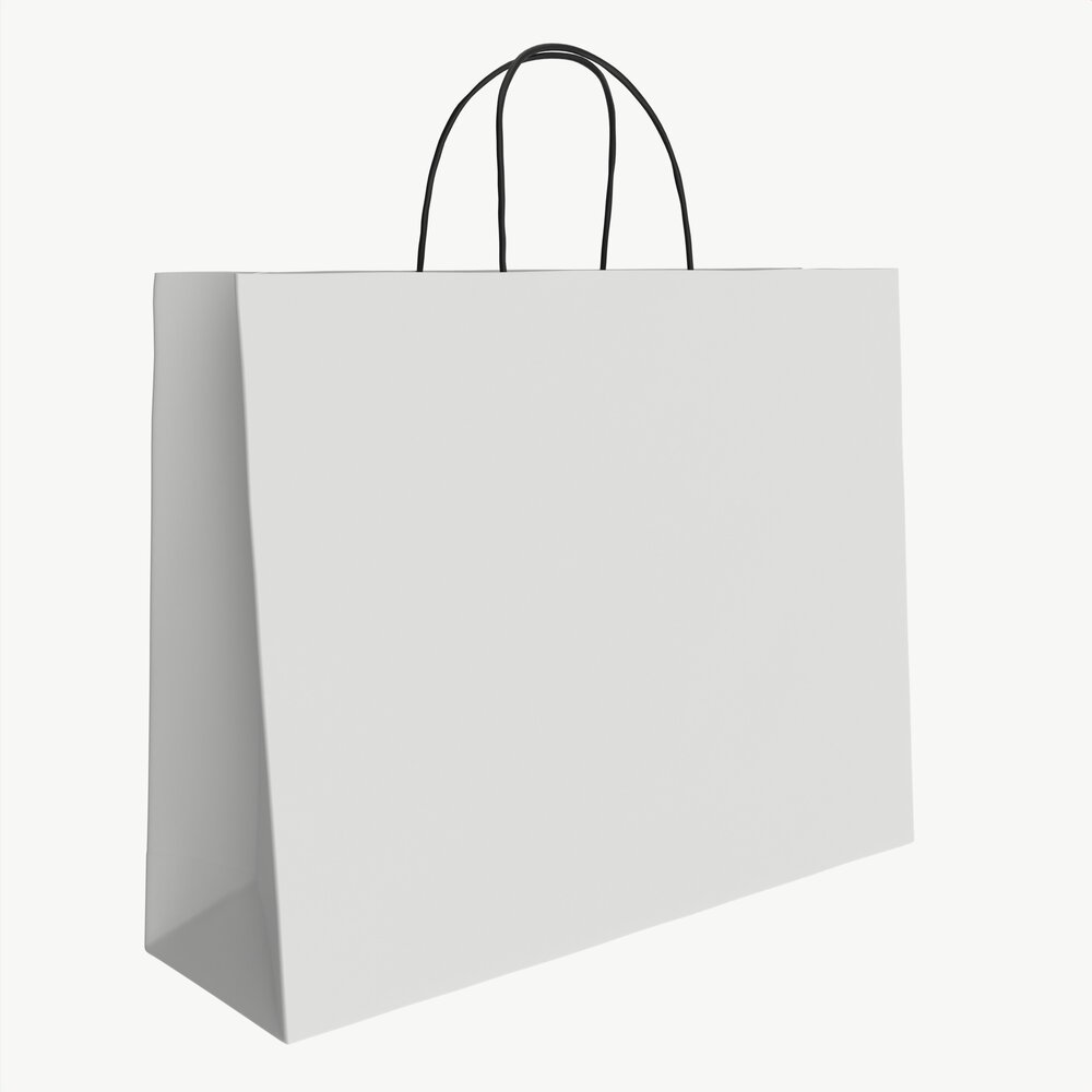 White Paper Bag With Handles 05 3d model
