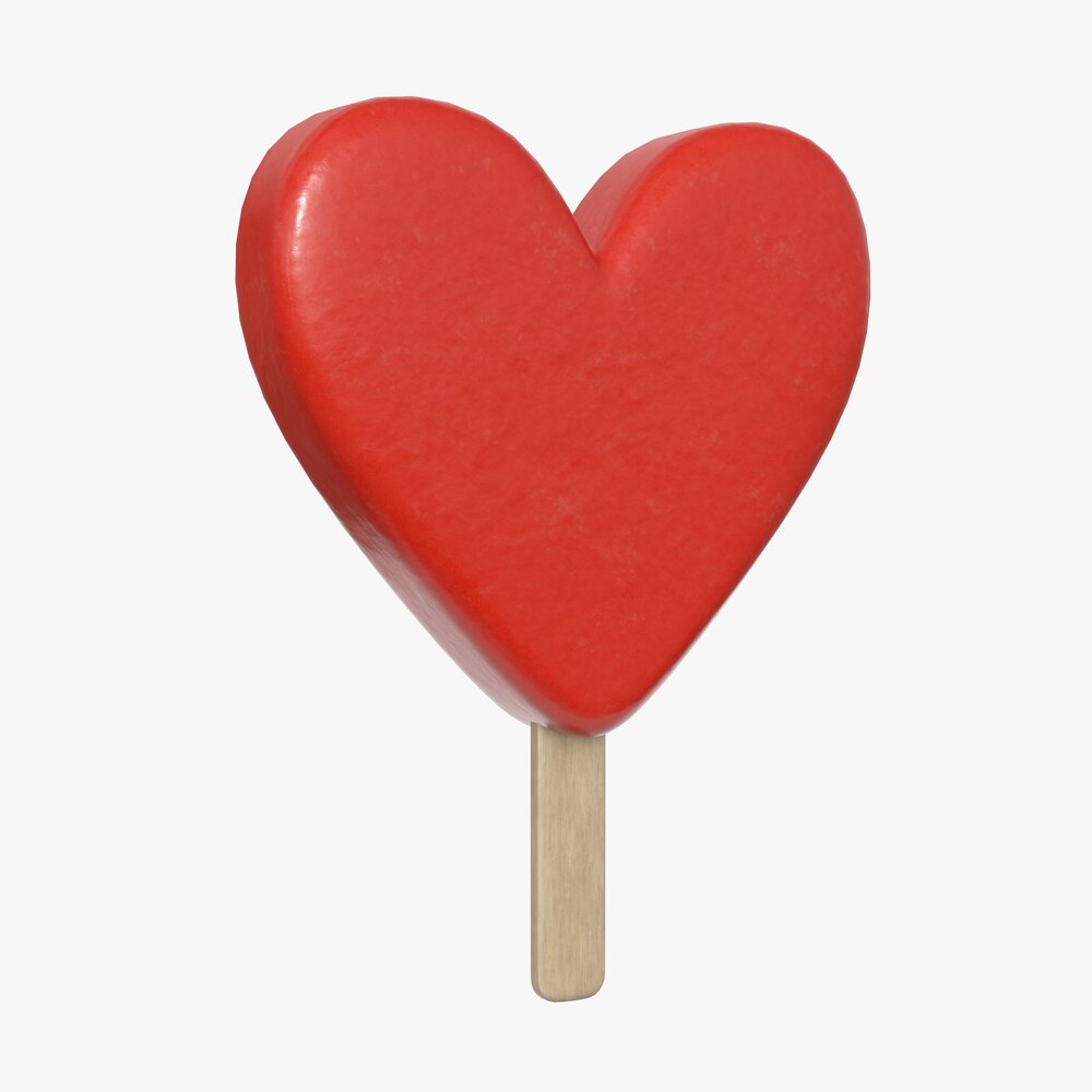 Ice Cream On Stick Heart Modello 3D